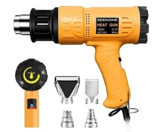 SEEKONE 1800W Heavy Duty Hot Air Gun Kit - Yellow / Black