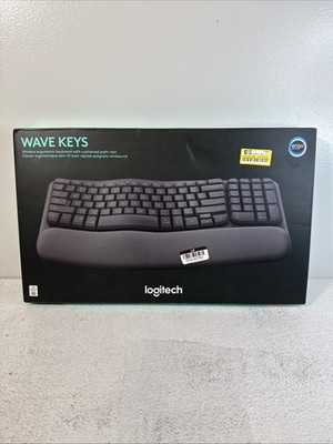 Logitech Wave Keys Bluetooth Keyboard Wireless Ergonomic Design Palm Rest NEW