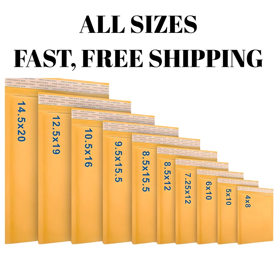 All Sizes 1-500 Karft Bubble Mailers Padded Envelopes Shipping Mailing Bags - Image 2 of 4