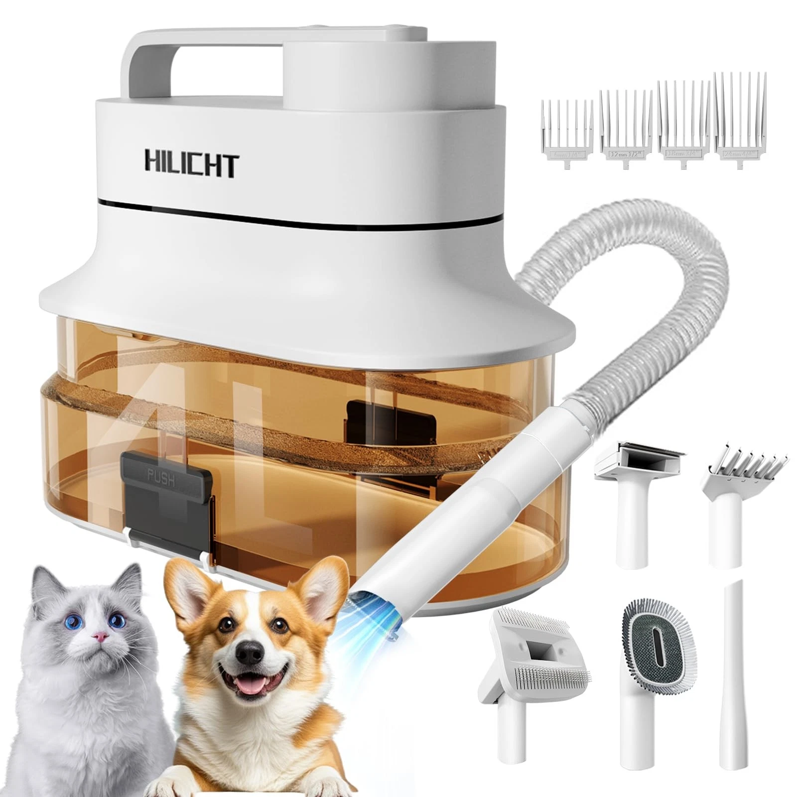 Dog Grooming Vacuum Kit with 4L Dust Cup, 6 Pet Grooming Tools for Home Groom...