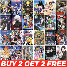 Japanese Anime Posters A3 A4 Cartoon Manga Movie Wall Art Prints Retro Room Deco