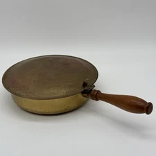 Vintage Brass Silent Butler Crumb Catcher Pan Wood Handle