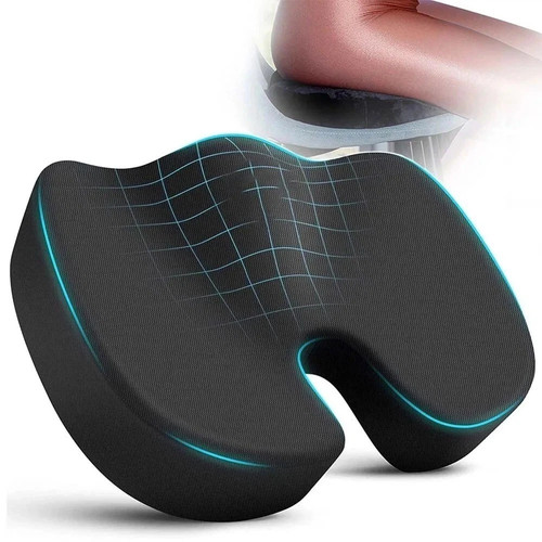 Orthopaedic Chair Seat Cushion Memory Foam Pillow Relieve Coccyx & Back Pain