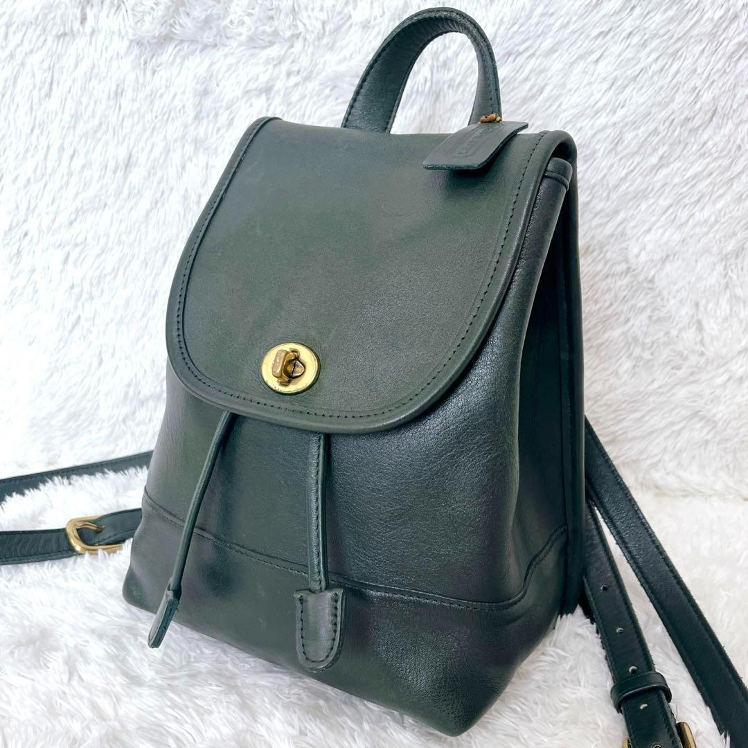 Vintage Coach Green Leather Backpack 9960 Pre-Owned Ladies Bag