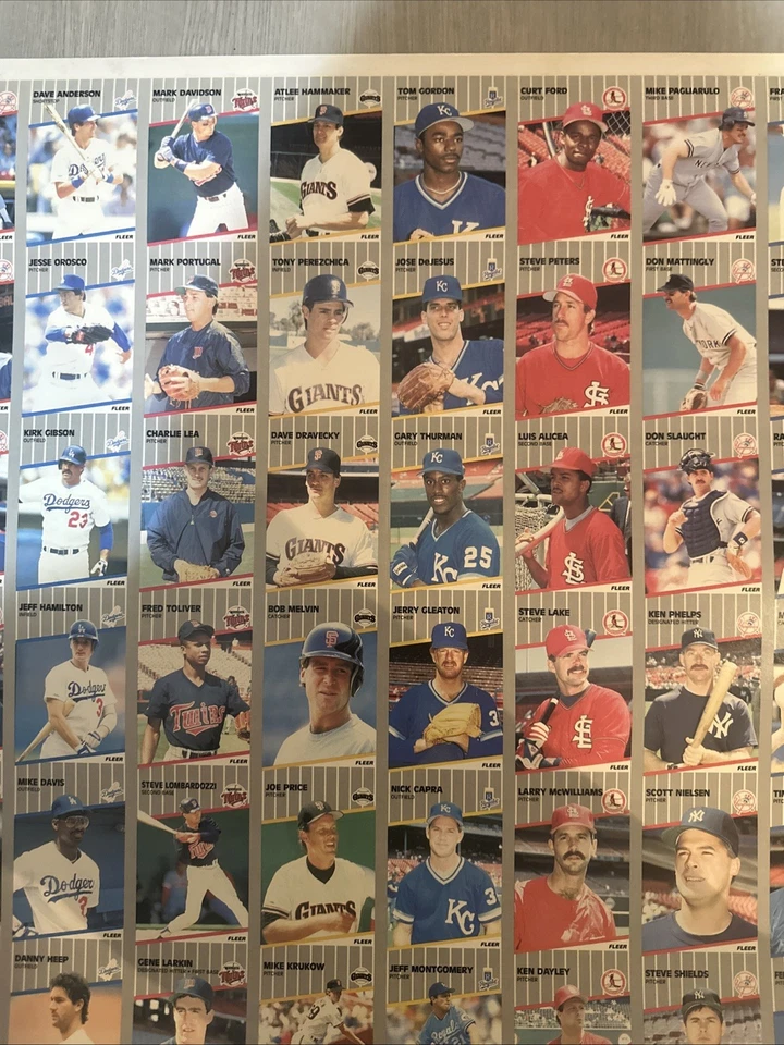 1989 FLEER бейсбол - 1 необрезанный лист PHI/NYY/LAD/MIN/SFG/KC/ARI/CIN/PITT - Изображение 4 из 4