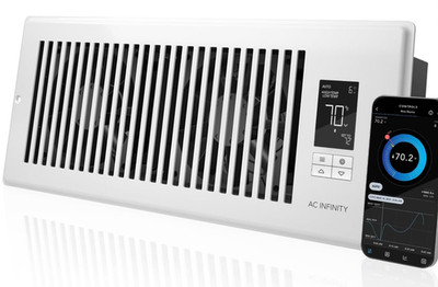 AC Infinity AIRTAP T4 White Register Booster Fan for 4  x 12  Vents Quiet 10Spd