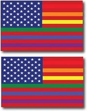 Magnet Me Up Gay Pride LGTBQ Rainbow American Flag 3x5 Inches, Af-2pk 