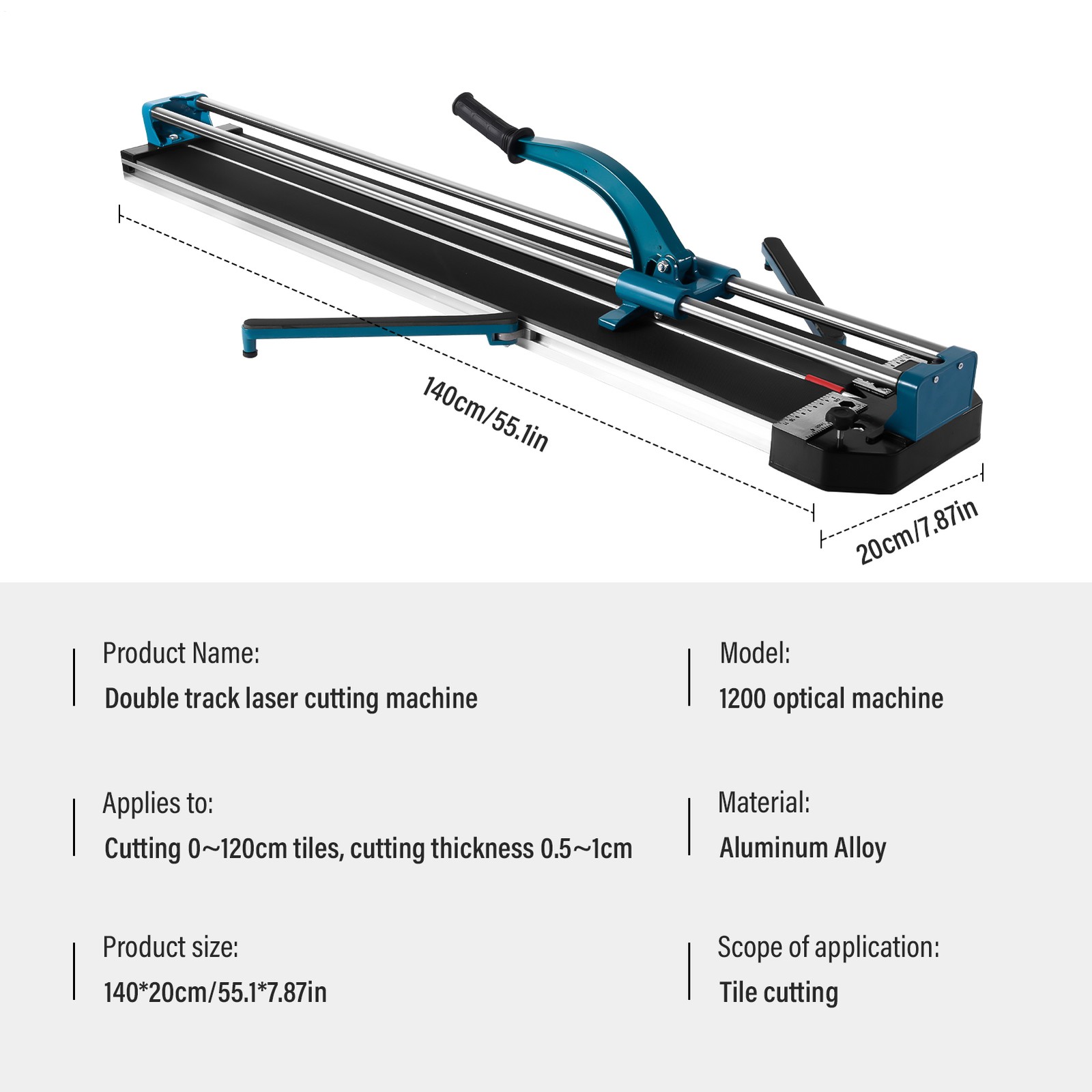 NTUD 48" Manual Tile Cutter 1200mm Ceramic Floor Tile Cutter W/ Laser Guide