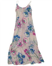 Vintage Womens See Through Maxi Dress UK 8 Small White Floral CQ16