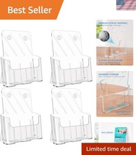 Clear Pamphlet Holder 8.5 x 11 - Desk/Wall Mount - 4 Pack