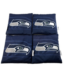 WILD SPORTS 4X Seattle Seahawks Polyester CORNHOLE Bean Bags 5.5" X 5.5"
