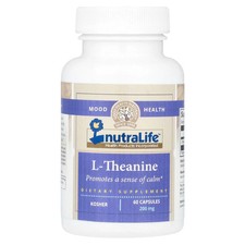 NutraLife L-Theanine 200 mg 60 Capsules Dairy-Free, Egg-Free, Fish Free,