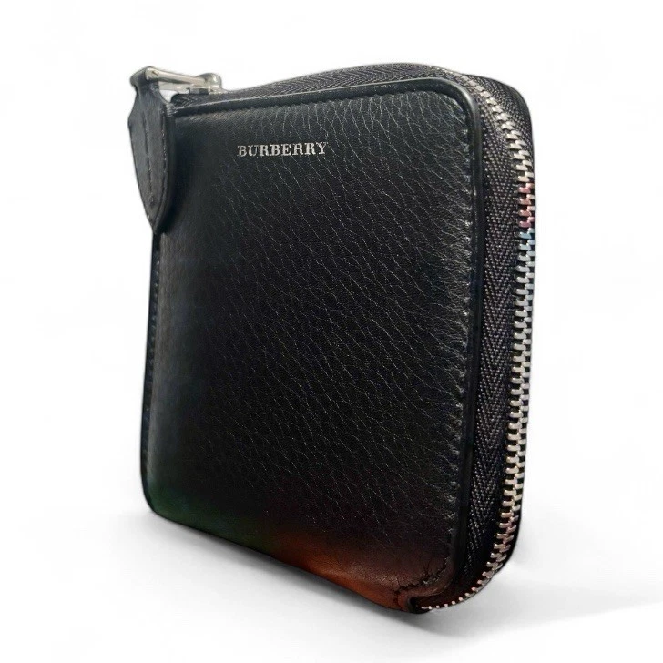 Cartera compacta Burberry de cuero negra con cremallera alrededor Foto 3 de 4