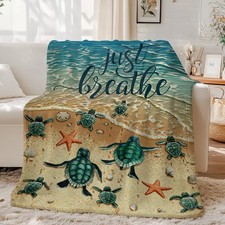 Turtle Flannel Fleece Blanket Fuzzy Sea Turtl...