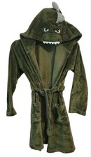 Green Dino Bath Robe Kids Large 10-12 Super Soft Long Sleeve