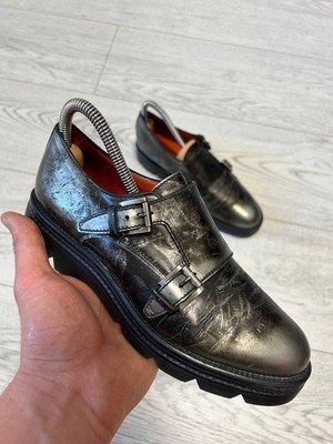 SANTONI Women Monks Shoes Metallic Efect Size EU 36-37 US 6-6.5 UK 3.5-4