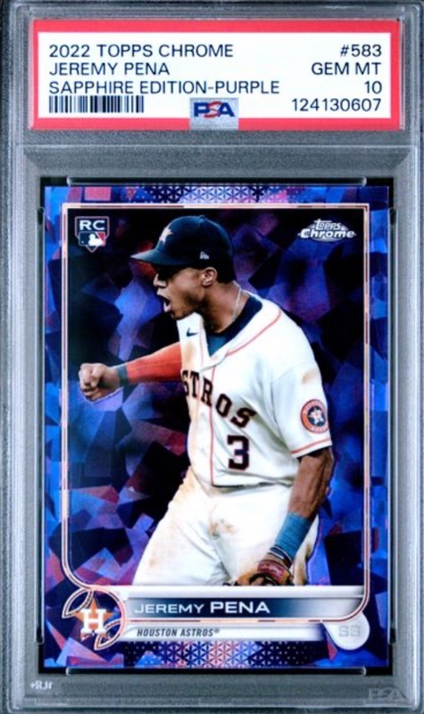 2022 Topps Chrome Sapphire #583 Jeremy Pena Purple 10/10 RC Rookie PSA 10