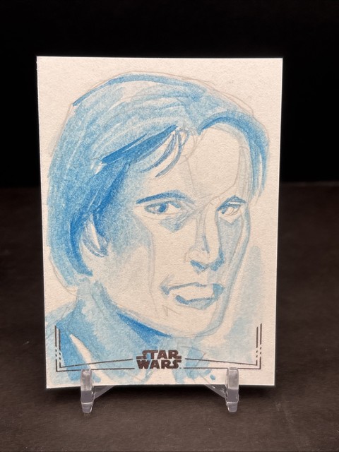 Star Wars Han Solo Authentic Silver Foil Sketch Card Artist Auto Jason Sobol BW3