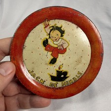 Vintage Tin Litho Lithograph Toy 4" Plate/Saucer, Jack Be Nimble by Fern Bisel