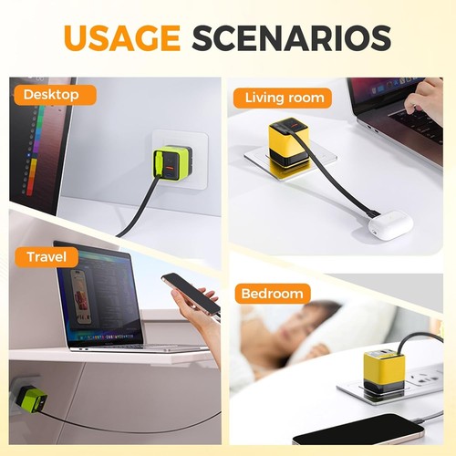 3in1 charger 80w with Type C cable and 2 USB ports,retractable all-in-one charge - 第 6/13 張圖片