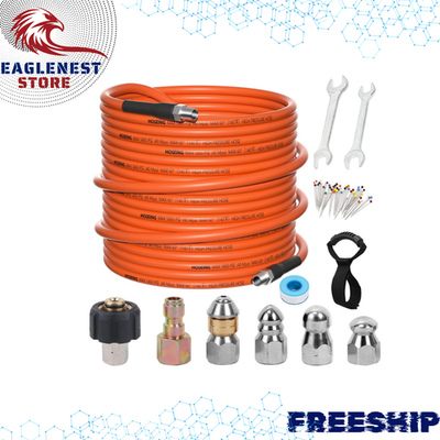 #ad 100ft Sewer Jetter Hose Kit 5800 PSI Drain Cleaning Nozzle Set $73.95