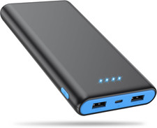 25800mAh Portable Charger Power Bank USB-C Fast Charging 3-Port Blue