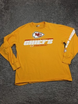 Kansas City Chiefs Shirt Mens Size Large Yellow Cotton Football NFL Long Sleeve
