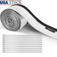 Heat Resistant Aluminum Sleeve 10FT High Strength Hook Loop Wrap Cables Hoses US