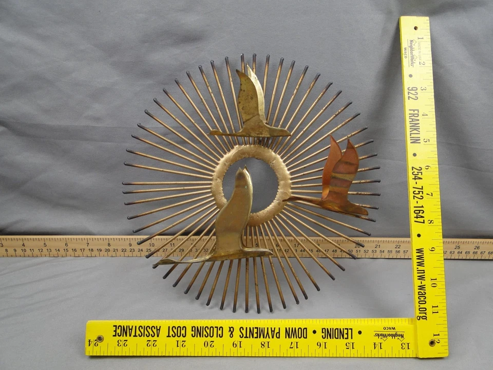 Vintage Curtis Jere Birds in Flight Sunburst Metal Wall Art Sculpture MCM - Image 2 of 4
