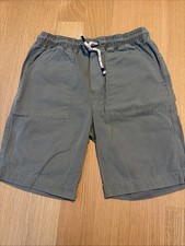 Boden Boys Army Green Cotton Shorts 12y Adjustable Waist