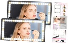 Car Sun Visor Vanity Mirror - Rechargeable Makeup Mirror with 60 2PCS Black