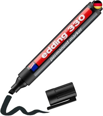 edding 330 Permanent Markers - Black - 1 Pen - Wedge Tip 1-5 mm - Waterproof,