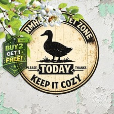 Humorous Chicken Design Round Metal Tin Sign 8x8 Funny Farmhouse Decor