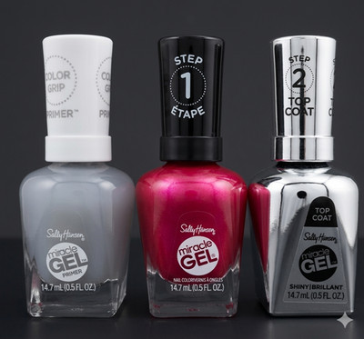 sally hansen miracle gel - Base, step 1, & step 2 shiny top coat- pink