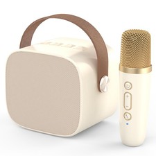 Mini Karaoke Machine,Funny Toys Christmas Birthday Gifts for Kids Beige 1 Mic