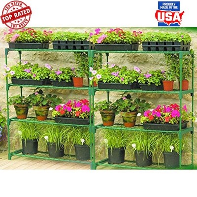 4 Tier Metal Greenhouse Shelving Unit Durable Plant Stand Storage Rack 2 Pack US