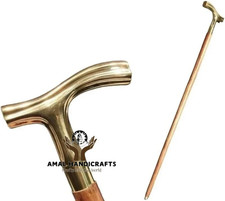 AMAL Antique Vintage Walking Handle Stick Wooden Brass Cane Grandfather/Mother