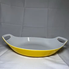VTG MCM Copco Denmark Michael LAX Cast Iron Yellow Enamel Paella Pan *EUC*