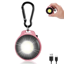 WORKPRO Rechargeable Magnetic Flashlight COB Keychain Work Light Hat Clip 3 Mode
