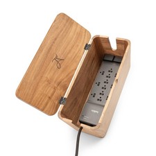 Large Cable Management Box Acacia Wood Cable Organizer Box and Power Strip ...