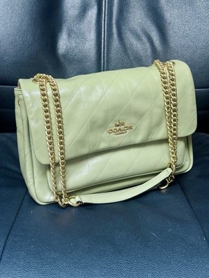 Coach Elodie Crossbody Bag With Quilting CCZ62 smooth leather/Gold/Pistachio