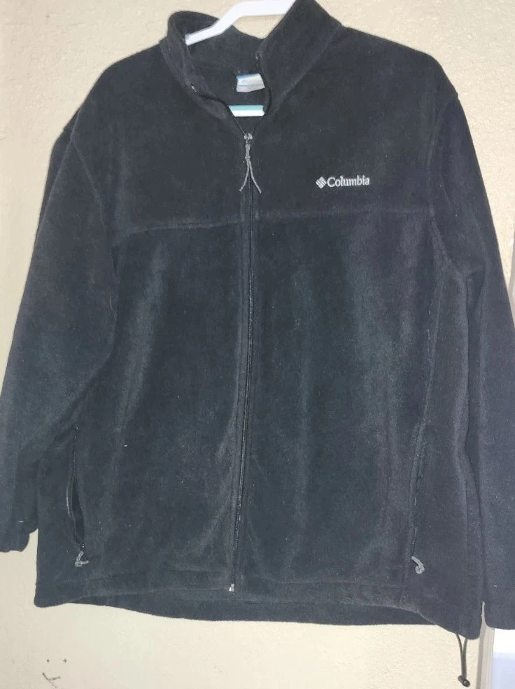 Columbia Fleece Jacket Men's 2XL Black Mock Neck Long Sleeve Pockets Full Zip