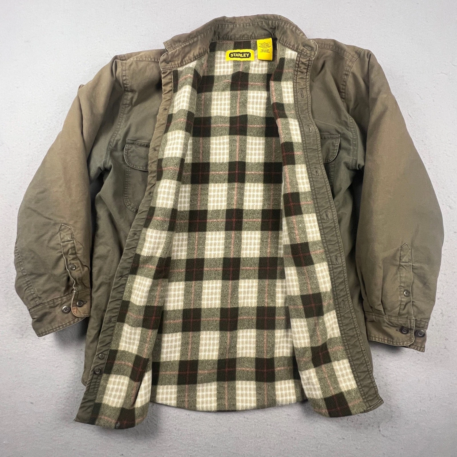 Stanley Canvas Shirt Jacket Mens M Brown Fleece Lined Insulated Workwear Shacket - product detail image 4