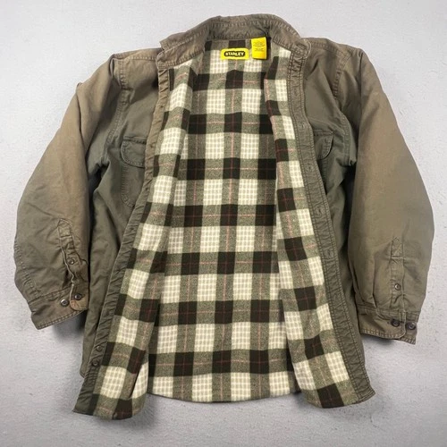 Stanley Canvas Shirt Jacket Mens M Brown Fleece Lined Insulated Workwear Shacket image 4