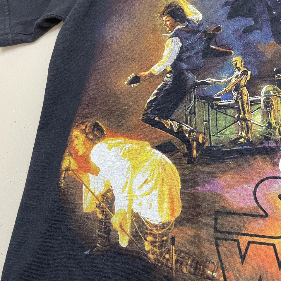 复古星球大战 T 恤男式中号黑色摇滚乐队音乐会音乐成人 Y2K — 第 3/4 张图片