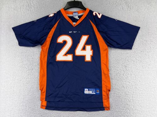 Denver Broncos Football Jersey Youth Large Blue #24 Champ Bailey Nylon Reebok - Picture 1 of 16