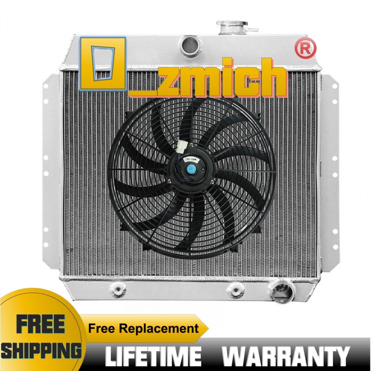 FILA Radiatore alluminio 3 file + ventola 16" adatto 1949 1954 Chevy Bel Air Fleetline Styleline V8