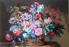Needlepoint tapestry painted canvas 10.529 Flowers 24"x32" GobelinL