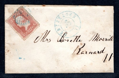 Postal History 1880's 3 cent Washington - Montpelier, VT to Barnard, VT cover