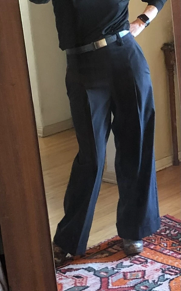 Pantalones Pantalón BRUNELLO CUCINELLI NUEVOS CON ETIQUETAS $1625 Gris Oscuro Azul Marino Rayas Anchos Acampanados